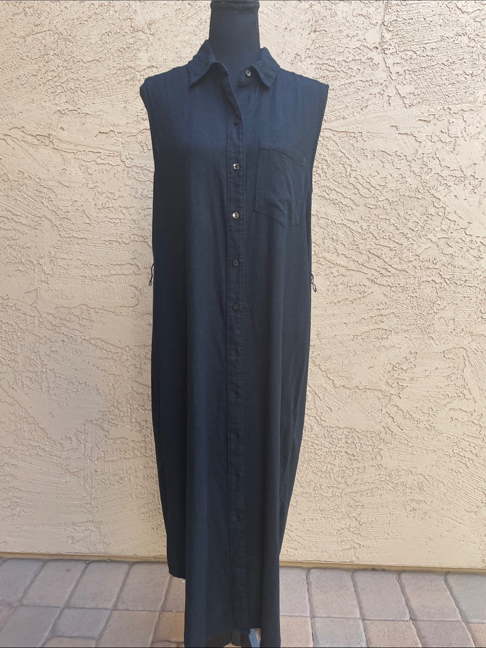 Abercrombie & Fitch Sleeveless Black Button-Front Shirt Dress